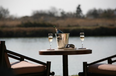 Terrasse privée sur l'étang